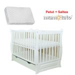 Patut bebe din lemn multifunctional Eva Clasic + Saltea Cocos - MAMO-TATO