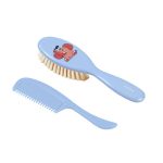 Set perie din par natural super moale si pieptene Elefant Albastru - BabyOno