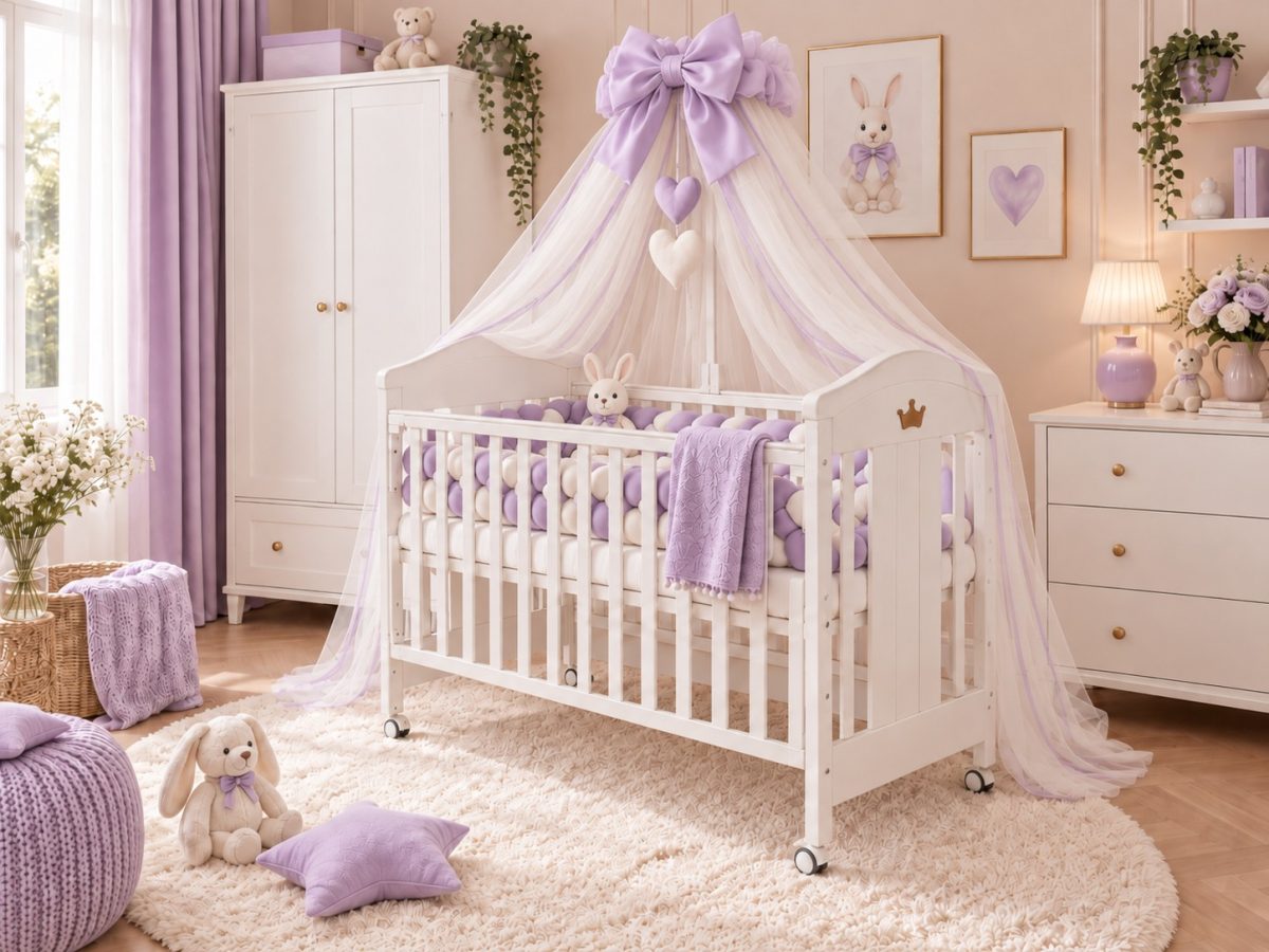Patut bebe din lemn Crown 120/60 cu laterala culisanta si roti + Saltea Cocos - imagine 3